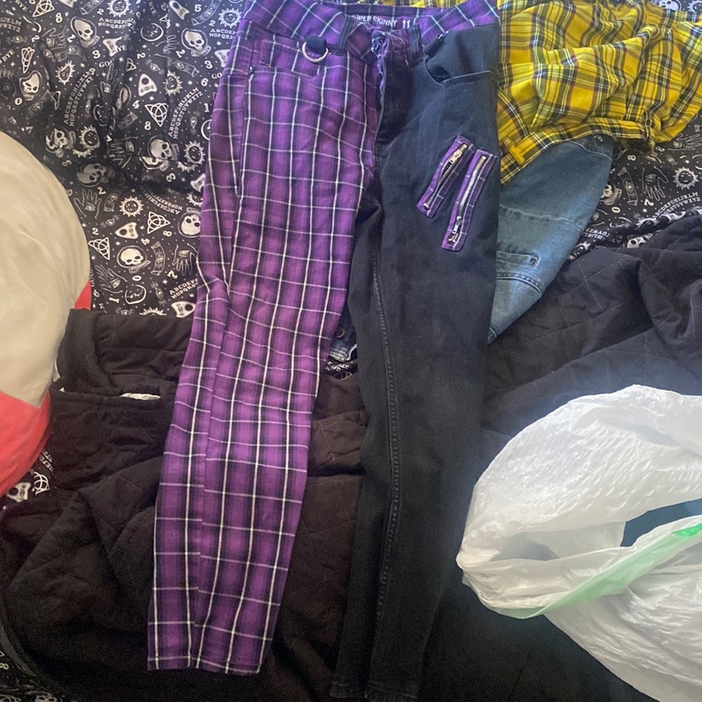 Purple and black hot topic jeans